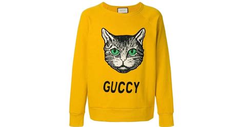 gucci yellow cat sweater|Gucci tote with cat.